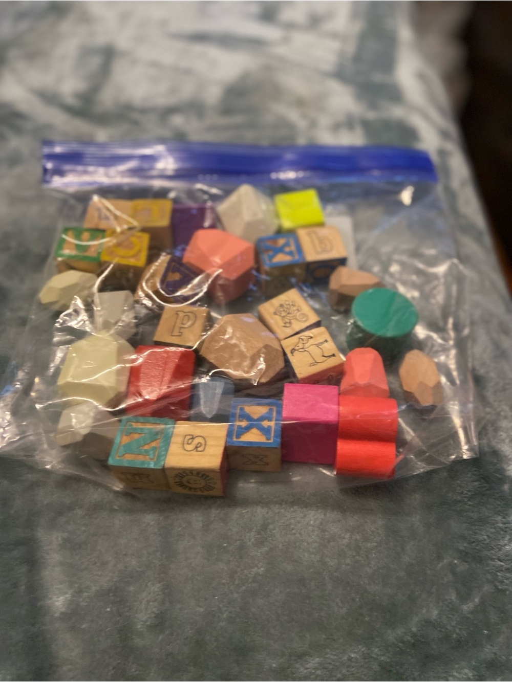 Colorful Wooden Alphabet & Shape Blocks Set - Multicolor
